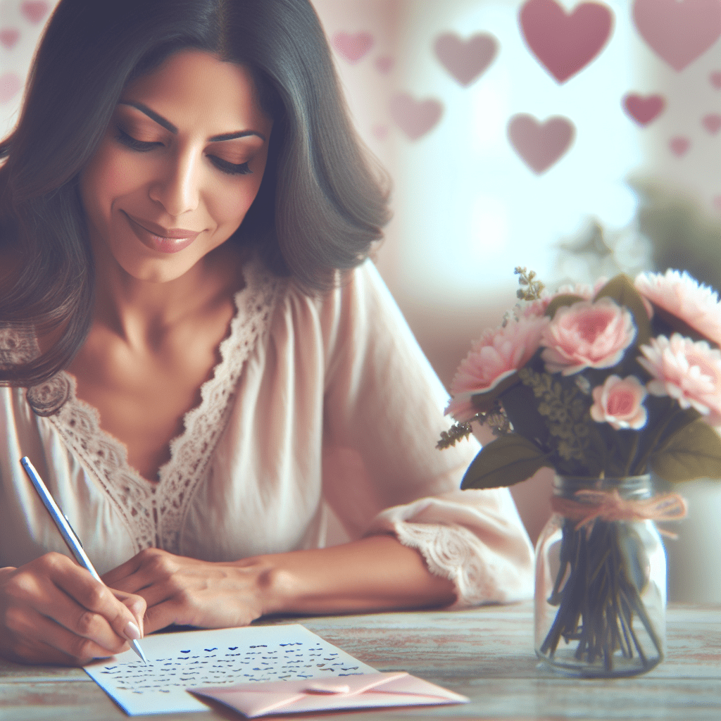 Mi hija sonríe al leer una carta de amor en su habitación.