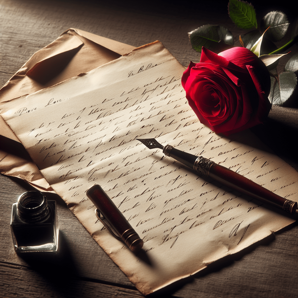 Mujer sonríe al leer carta de amor con emoción en su rostro.