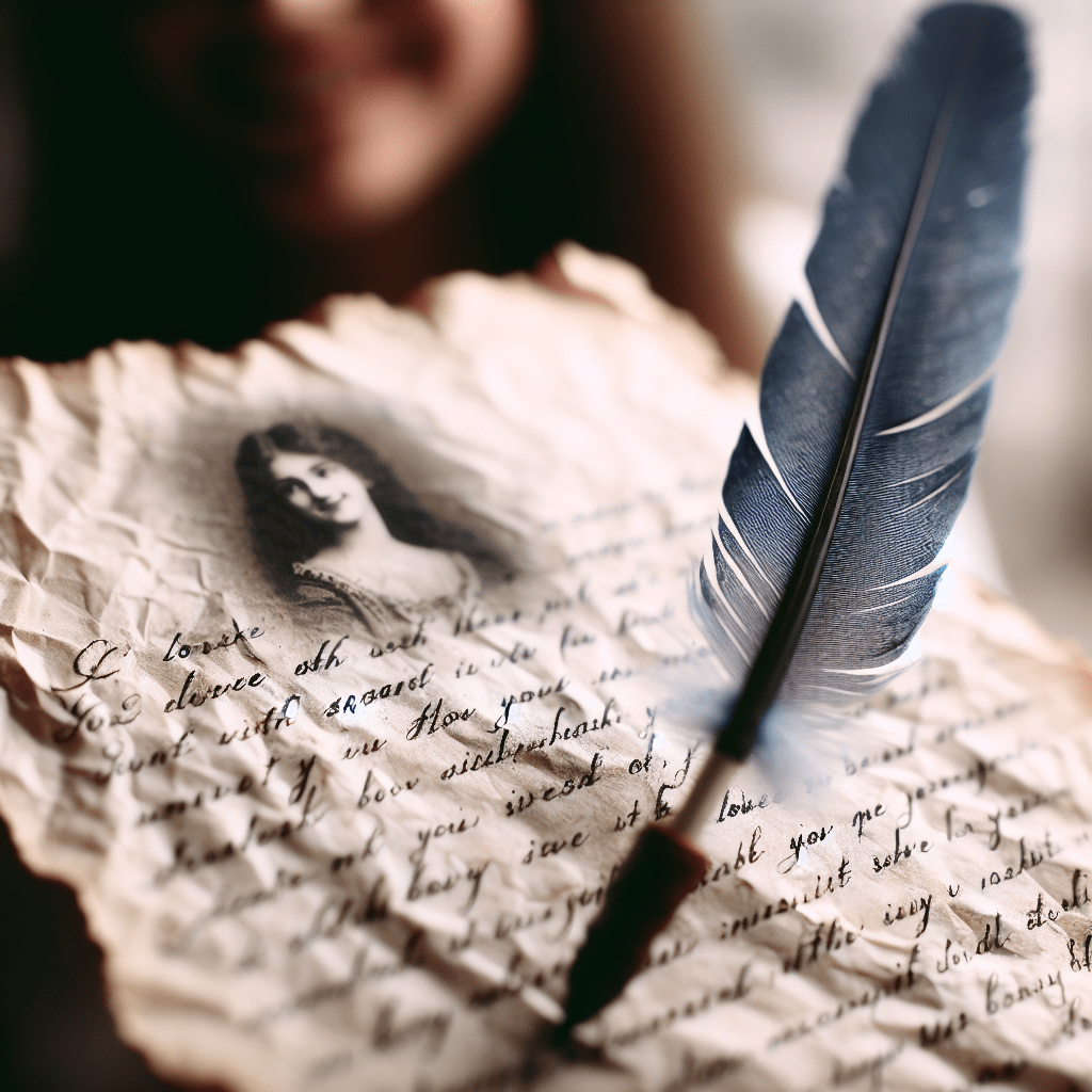 Amor en papel, su sonrisa se ilumina al leer las palabras escritas con pasión.